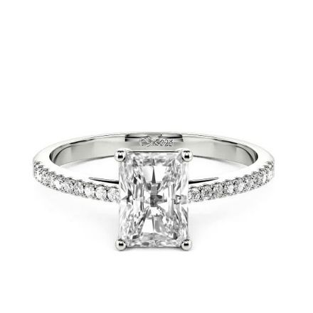 Bortwide Emerald Cut Sterling Silver Engagement Ring