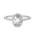 Bortwide Oval Cut Halo Sterling Silver Engagement Ring