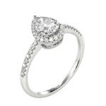 Bortwide Pear Cut Halo Sterling Silver Engagement Ring