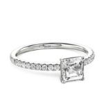 Bortwide Asscher Cut Sterling Silver Engagement Ring