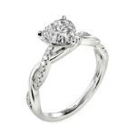 Bortwide Twist Heart Cut Sterling Silver Engagement Ring