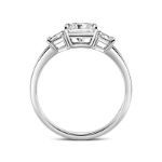 Bortwide Emerald Cut Three Stone Sterling Silver Engagement Ring