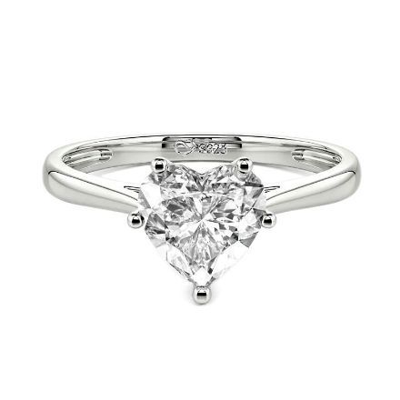 Bortwide Heart Cut Solitaire Sterling Silver Engagement Ring