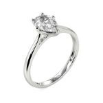 Bortwide Pear Cut Solitaire Sterling Silver Engagement Ring