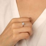 Bortwide Cushion Cut Solitaire Sterling Silver Engagement Ring