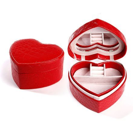 Bortwide Double-layer Heart Shape PU Jewelry Box