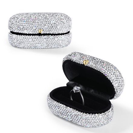 Bortwide Sparkling Rhineston Ring Box With Velour Lining