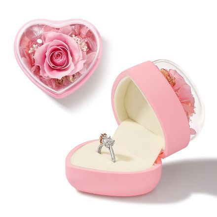 Bortwide Heart Shape Eternal Flower Ring Box