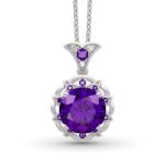 Bortwide Amethyst Flower Round Cut Sterling Silver Jewelry Set