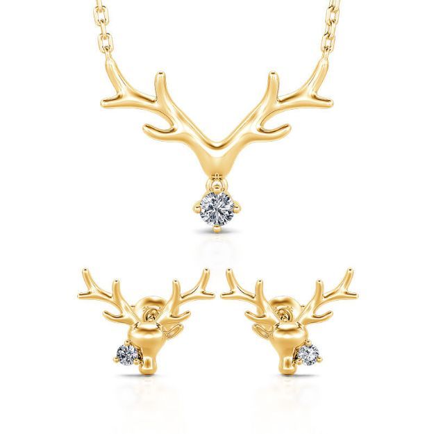 Bortwide "Serene Beauty" Elk Round Cut Sterling Silver Jewelry Set