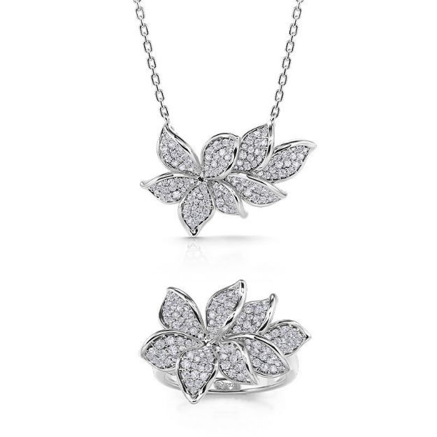 Bortwide "Sparkling Romance" Sterling Silver Jewelry Set