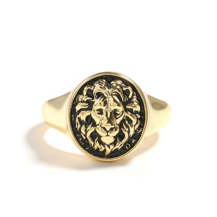 Bortwide "King of Beasts" Lion Gold Tone Sterling Silver Men's Ring