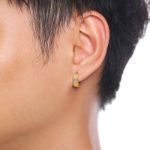 Bortwide Simple Round Cut Titanium Steel Men's Hoop Earrings