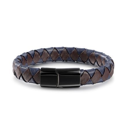 Bortwide Stainless Steel Leather Men's Bracelet