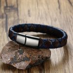 Bortwide Stainless Steel Leather Men's Bracelet