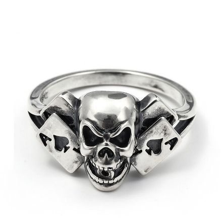 Bortwide Skull Design Sterling Silver Men's Ring