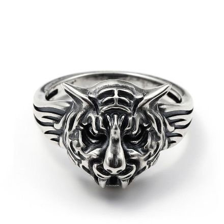 Bortwide "King of the Forest" Tiger Sterling Silver Men's Ring