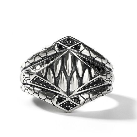 Bortwide Sharp-toothed Symbiote Superhero Inspired Sterling Silver Men's Band