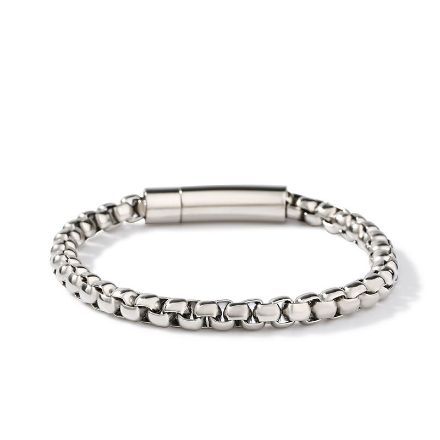 Bortwide Pearl Chain Stainless Steel Men's Bracelet