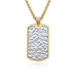 Bortwide Tree Bark Textured ID Tag Stainless Steel Men's Necklace