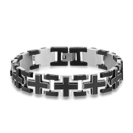 Bortwide Cross Design Stainless Steel Men's Bracelet