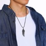 Bortwide Vintage Feather Stainless Steel Men's Necklace