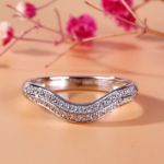 Bortwide Curved Round Cut Sterling Silver Women's Band