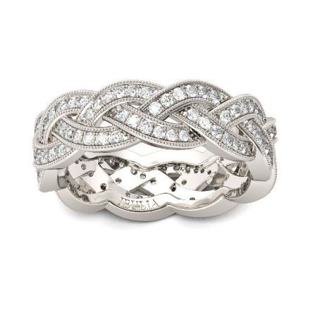 Bortwide Interwoven Round Cut Sterling Silver Women's Band