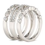 Bortwide 3PC Round Cut Sterling Silver Women's Band