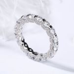 Bortwide Round Cut Eternity Three Sided Pave Sterling Silver Women's Band