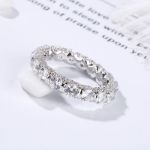 Bortwide Round Cut Eternity Three Sided Pave Sterling Silver Women's Band