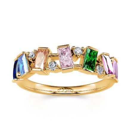 Bortwide "Like a Rainbow" Multi-Colored Stones Emerald Cut Sterling Silver Ring