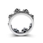 Bortwide "Be My Queen" Black Crown Sterling Silver Women's Band