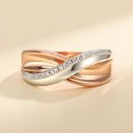 Bortwide "Mingle Moments" Two Tone Round Cut Sterling Silver Women's Band