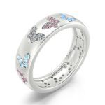 Bortwide "Colorful Sky" Butterfly Inlaid Sterling Silver Women's Band