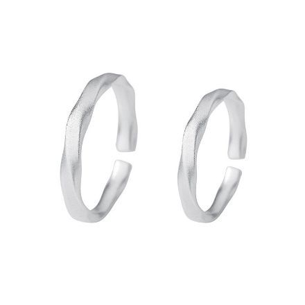 Bortwide Twist Texture Matte Sterling Silver Adjustable Couple's Rings