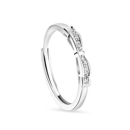 Bortwide Bowknot Sterling Silver Adjustable Women's Band