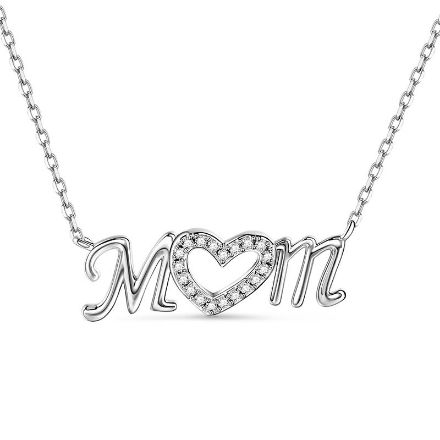 Bortwide Mom Heart Sterling Silver Necklace