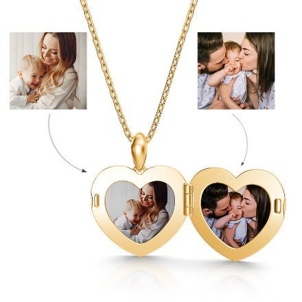 Bortwide Vintage Heart Personalized Photo Sterling Silver Locket Necklace