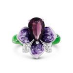 Bortwide "Blooming Flower" Enamel Sterling Silver Ring