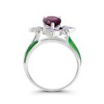 Bortwide "Blooming Flower" Enamel Sterling Silver Ring