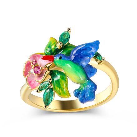 Bortwide "Midsummer" Flower Brid Enamel Sterling Silver Ring