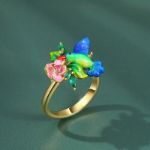 Bortwide "Midsummer" Flower Brid Enamel Sterling Silver Ring