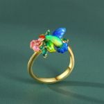 Bortwide "Midsummer" Flower Brid Enamel Sterling Silver Ring