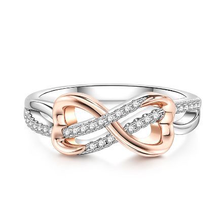 Bortwide Open Heart & Infinity Design Sterling Silver Women's Band