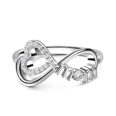 Bortwide "Infinity Love" Mom Heart Sterling Silver Ring