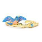 Bortwide "Natural Beauty" Bird&Flower Enamel Sterling Silver Stacking Ring