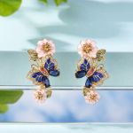 Bortwide "Rhythm of Life" Butterfly&Flower Enamel Sterling Silver Jewelry Set