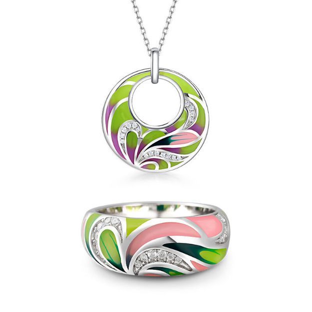 Bortwide "Summer Style" Enamel Sterling Silver Jewelry Set