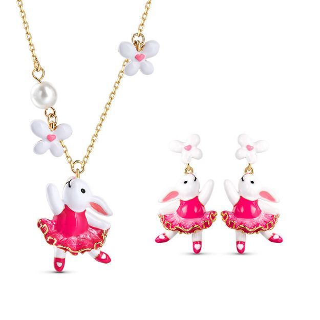 Bortwide "Enchanted Rabbit" Enamel Sterling Silver Jewelry Set